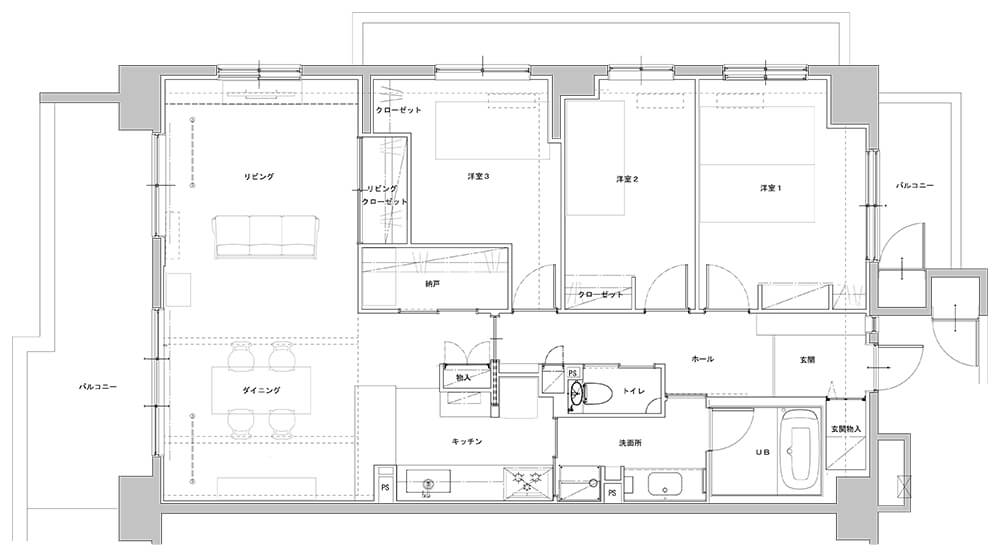 横浜市青葉区N様マンションフルリノベーション現場レポ①解体～着工編 提案図