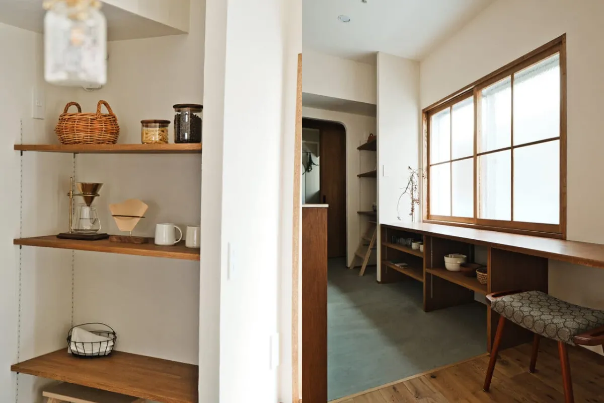 キッチンの造作棚・造作収納の事例